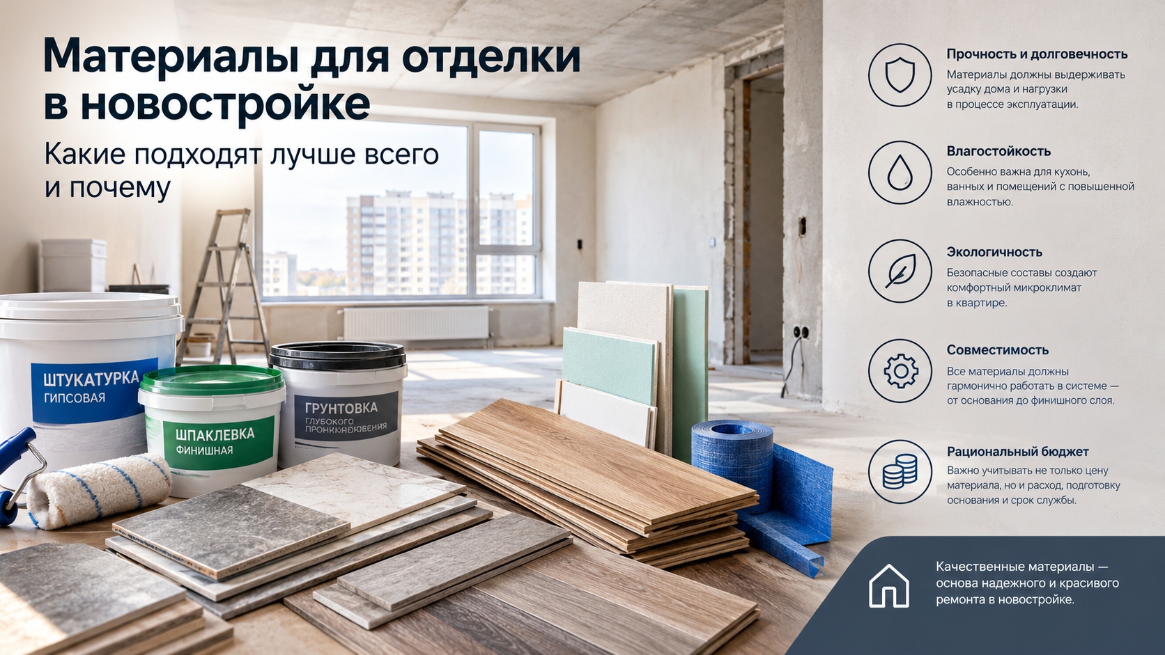 Материалы для отделки в новостройке: какие выбрать и почему