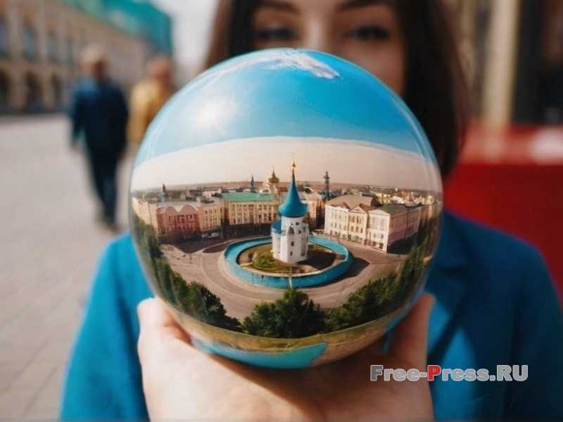 Колокольня Богоявленского собора - панорамы города с высоты. Казань